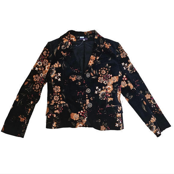 Lea Rome Cotton Velvet Floral Blazer - Picture 3 of 9